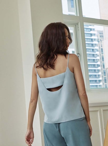 不對稱領美背細肩帶背心